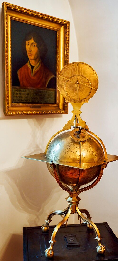 Globe and portrait of Copernicus