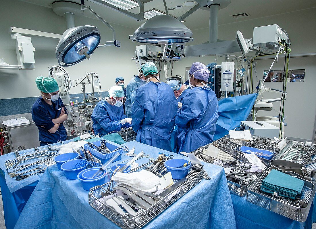 Surgical team operating