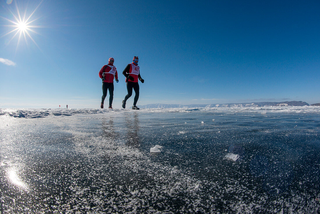 Marathon runners,Lake Baikal,Siberia