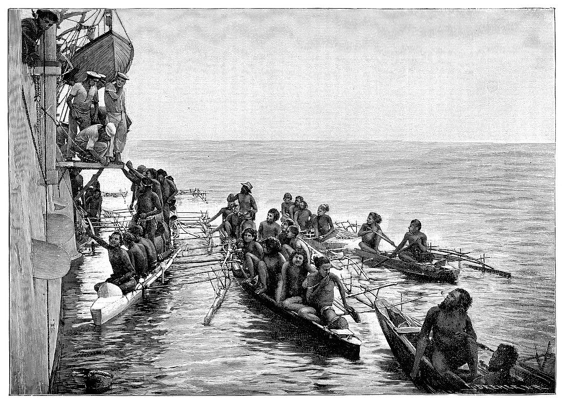 Polynesian canoes,19th century