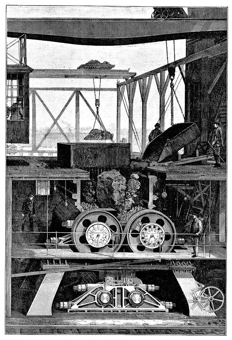 Iron ore crusher,19th century