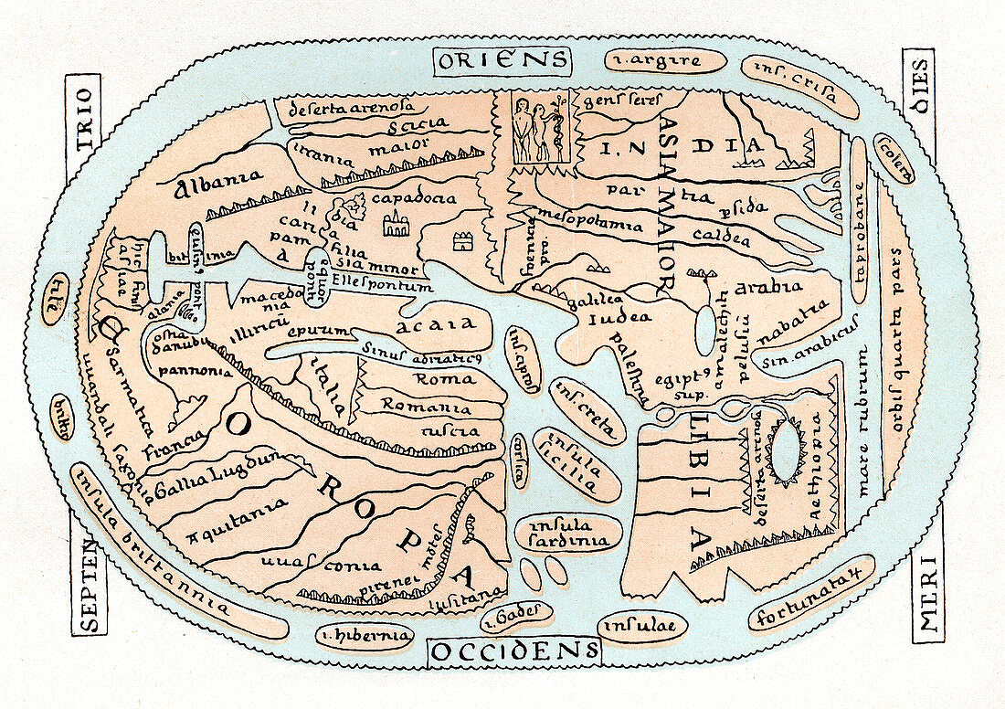 11th Century world map,artwork