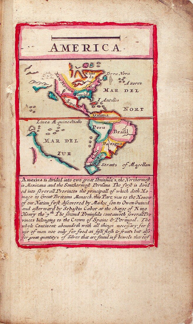 17th Century map of America,artwork