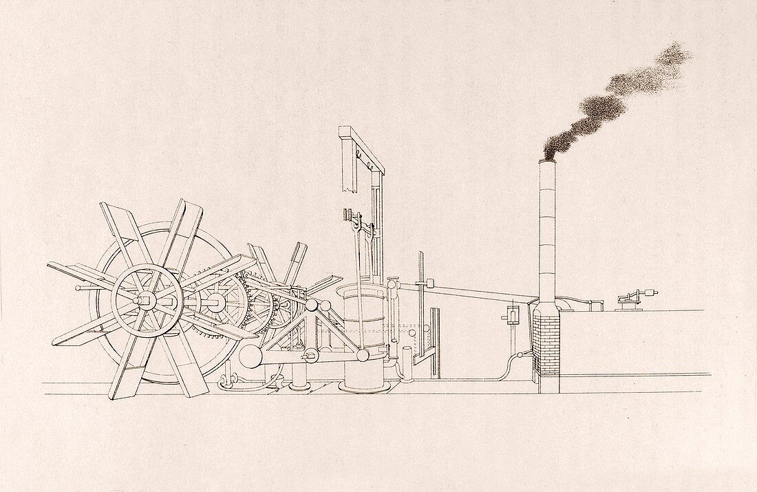 Fulton's paddleboat engine,artwork
