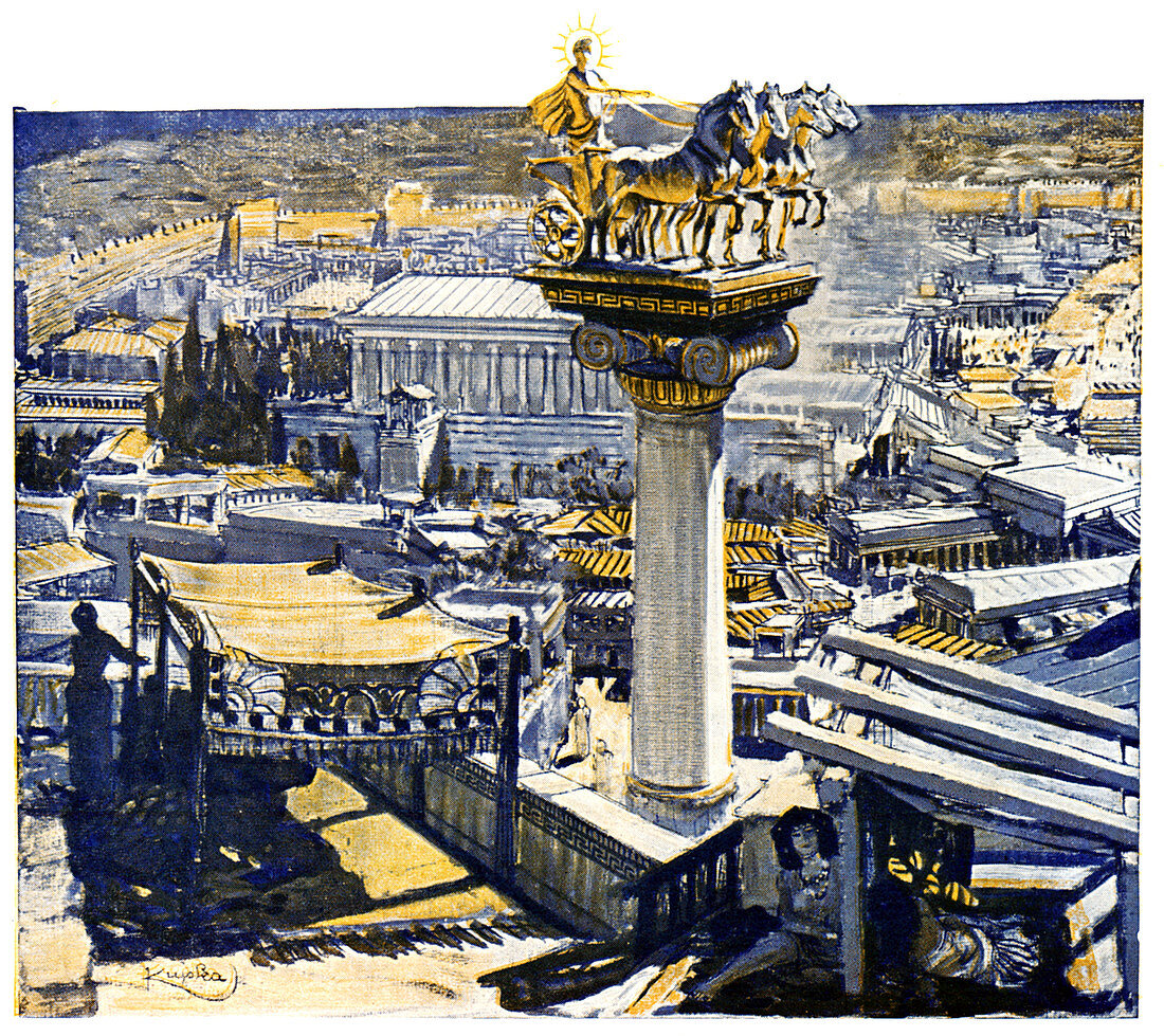 Ancient Rhodes,historical illustration