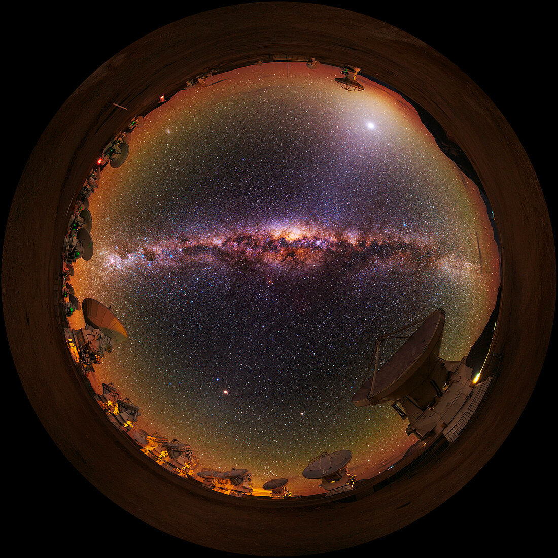 Fisheye view,ALMA radio telescope,Chile