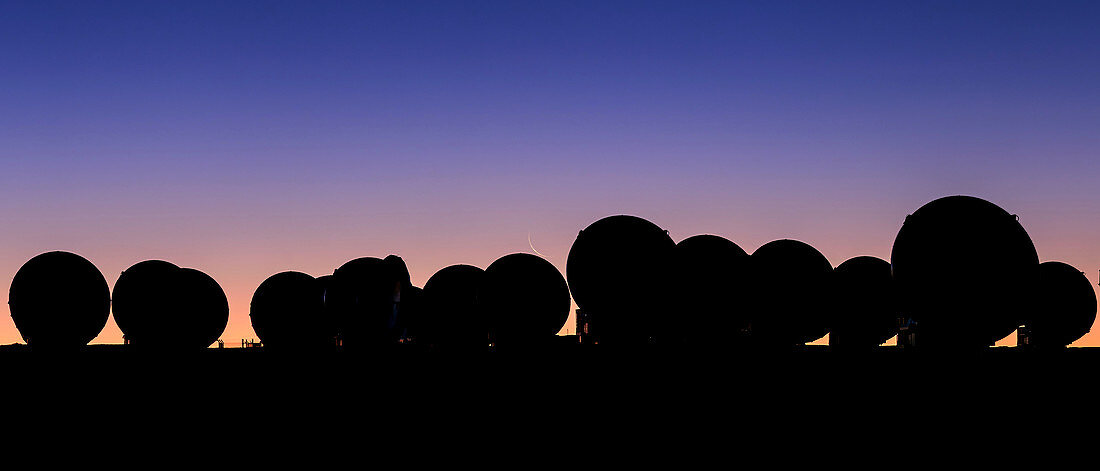 ALMA radio telescopes at sunset