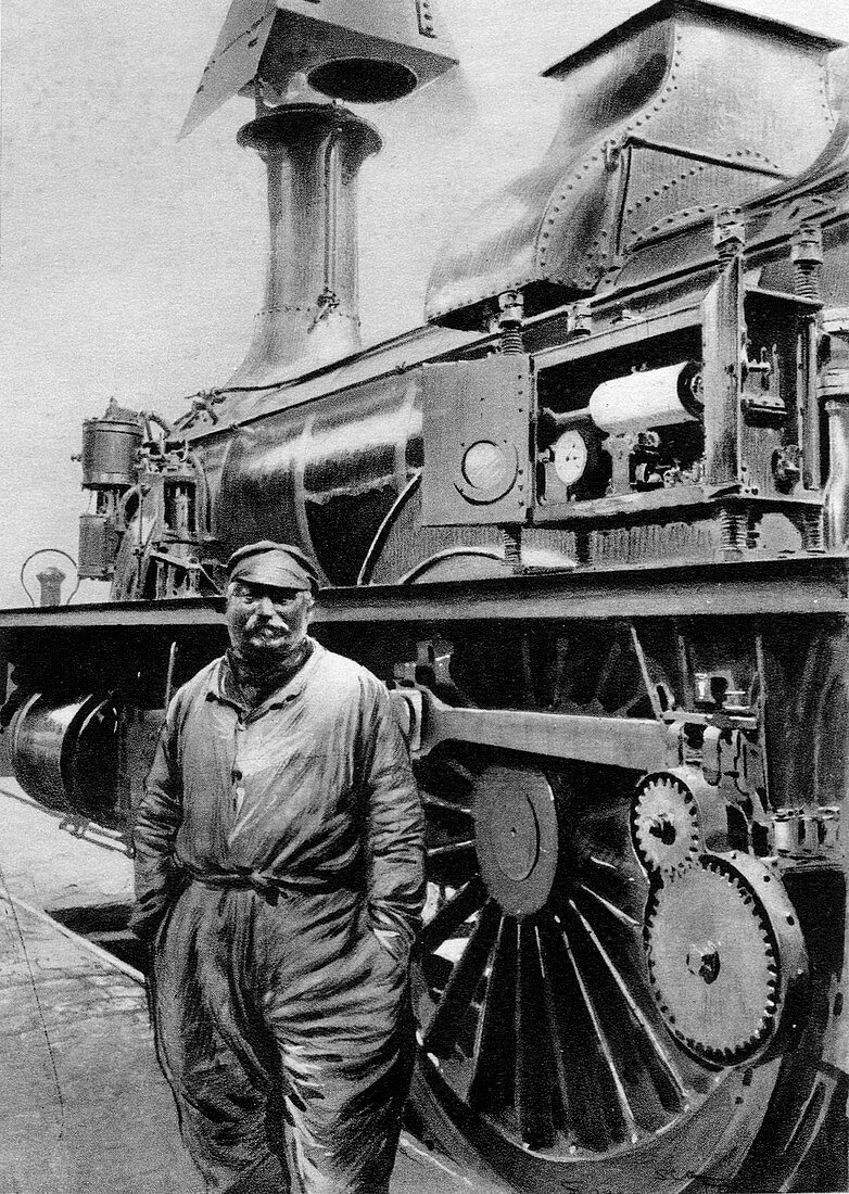 19th C train and driver,historical image