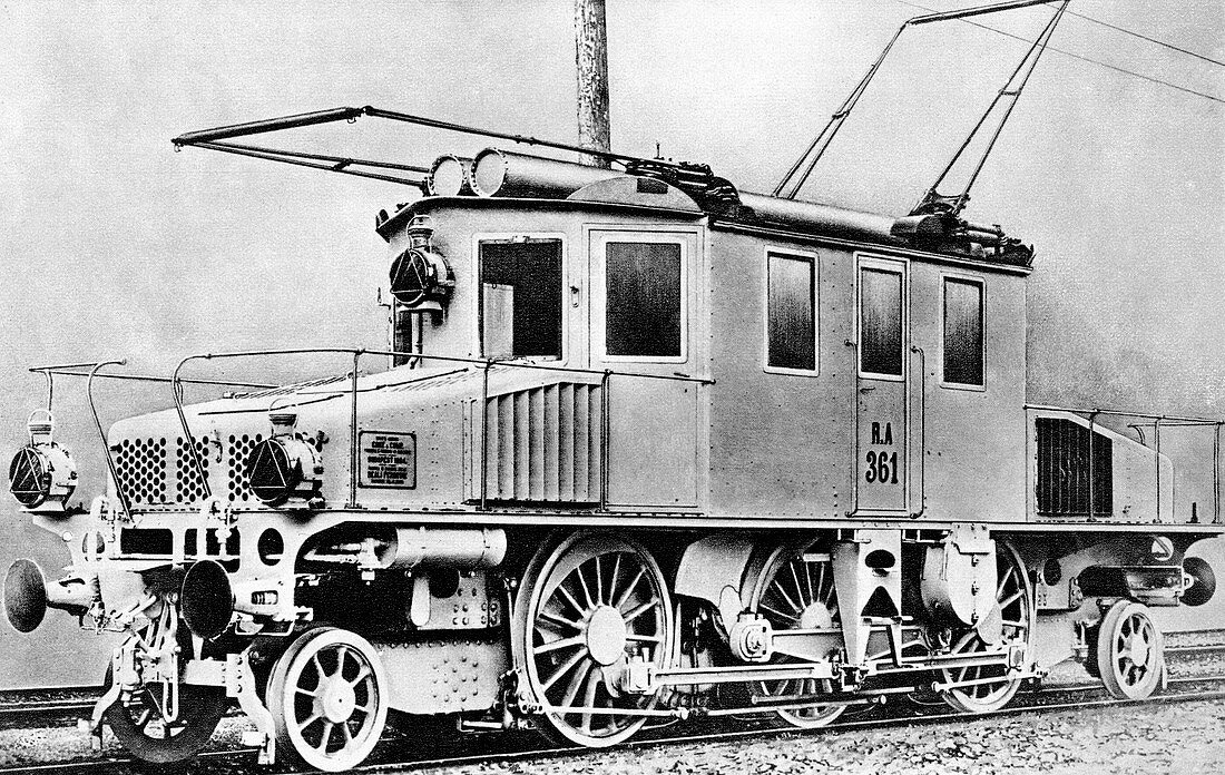3-phase locomotive,historical image