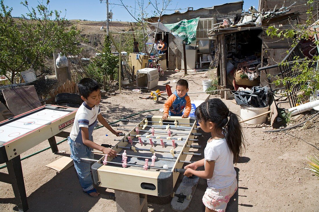 Children playing in a slum,Mexico