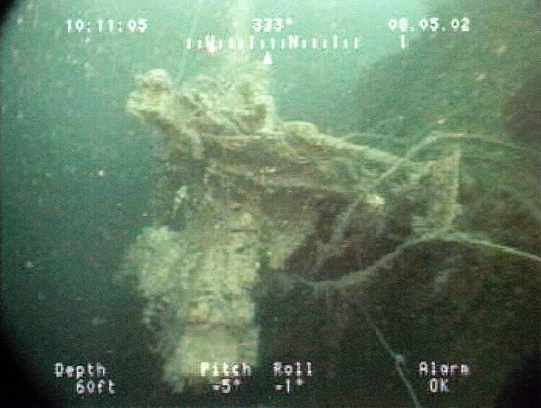 Gun mounted on a US naval shipwreck
