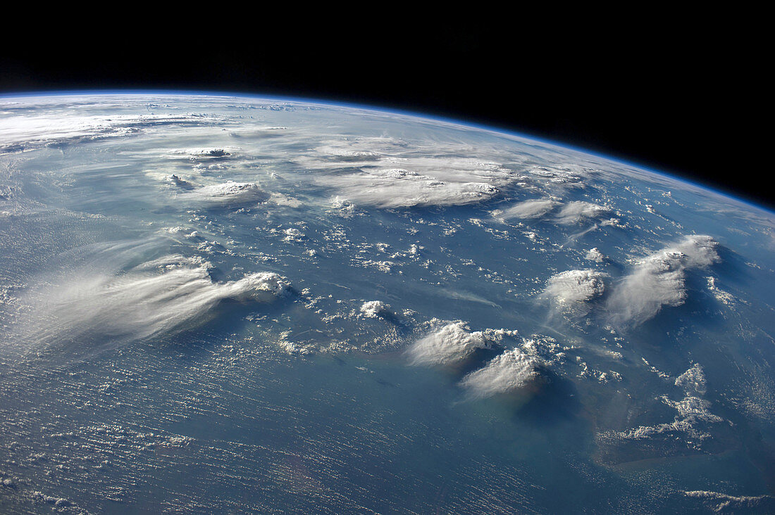 Borneo thunderstorms,ISS image