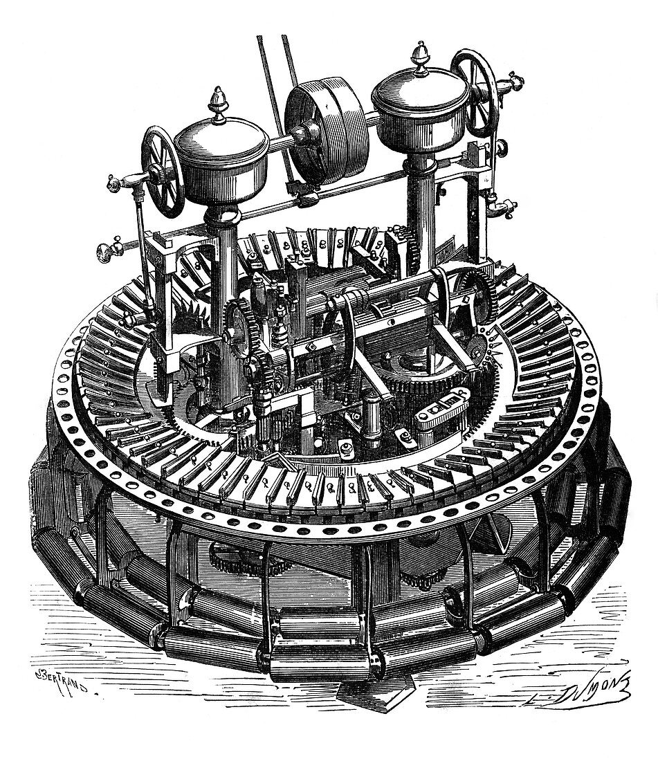 Wool combing machine,19th century
