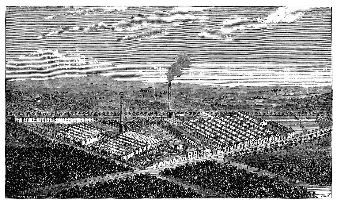 Wool combing factory,19th century