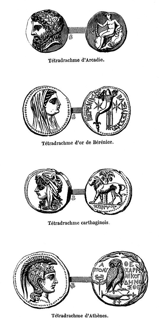 Ancient Greek coins,illustration