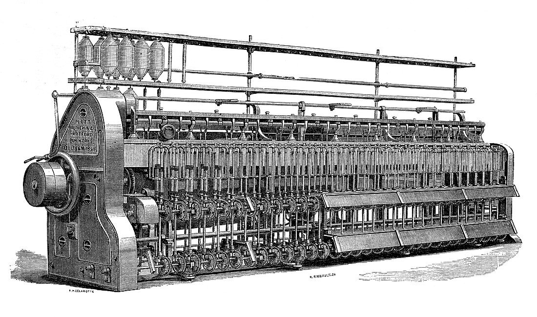 Roving frame cotton spinner,19th century