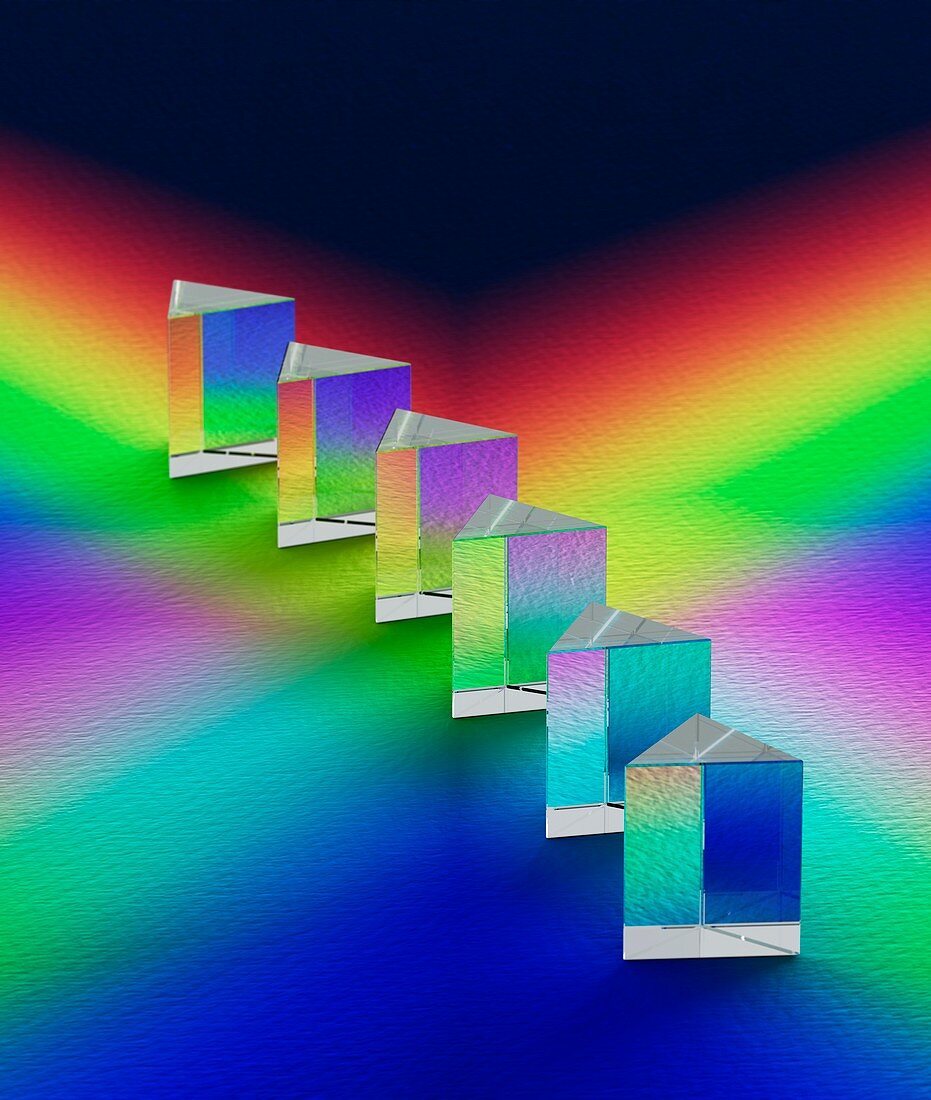 6 Prisms reflecting spectral colours