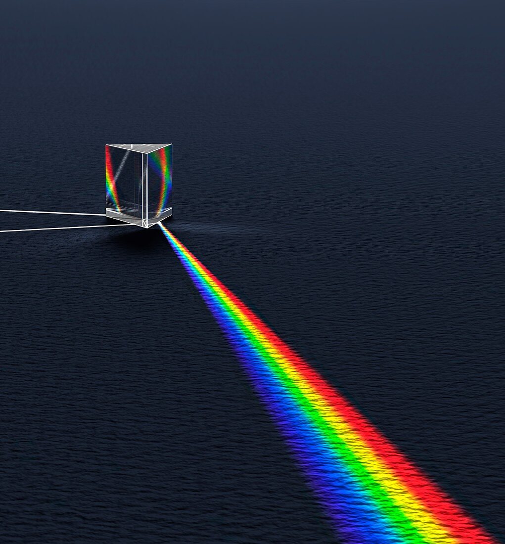 Prism refracting visible light spectrum