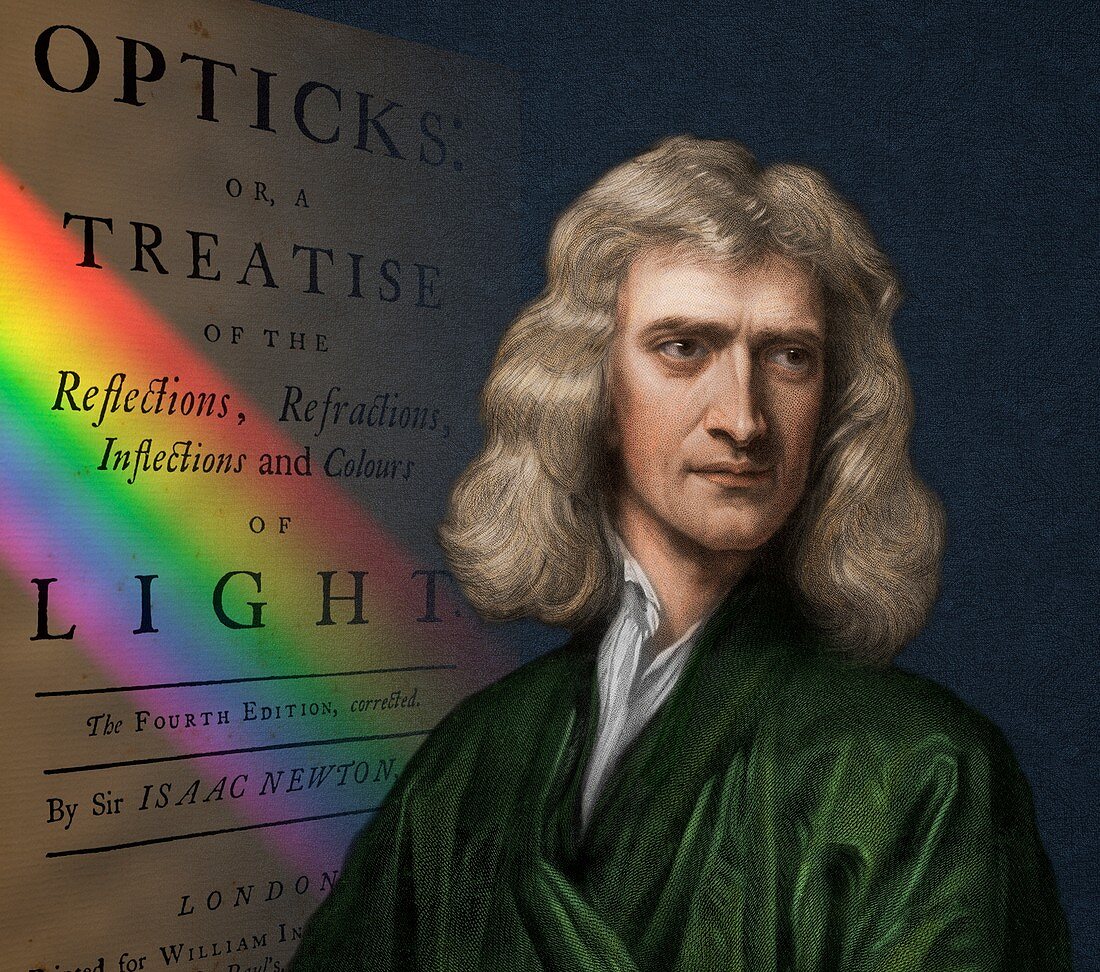 Portrait of Isaac Newton with spectrum
