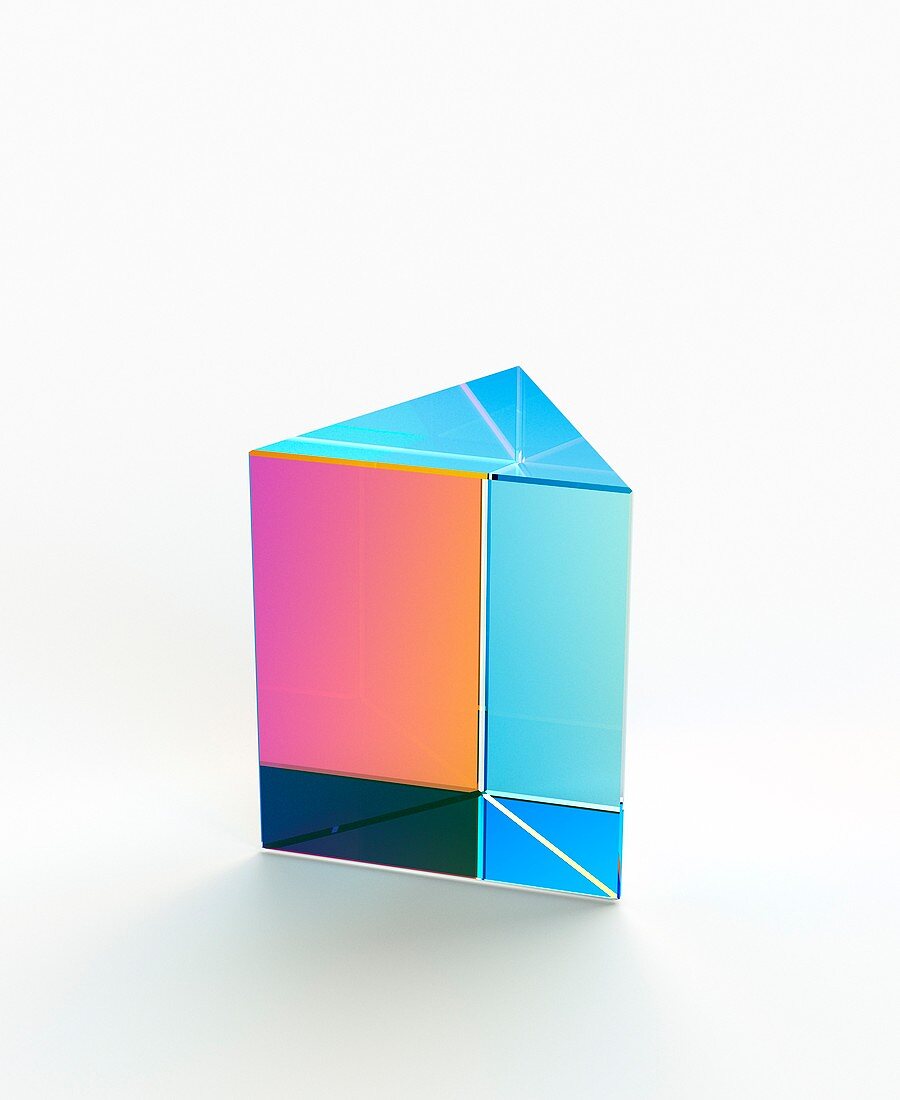 Glass prism showing internal refractions