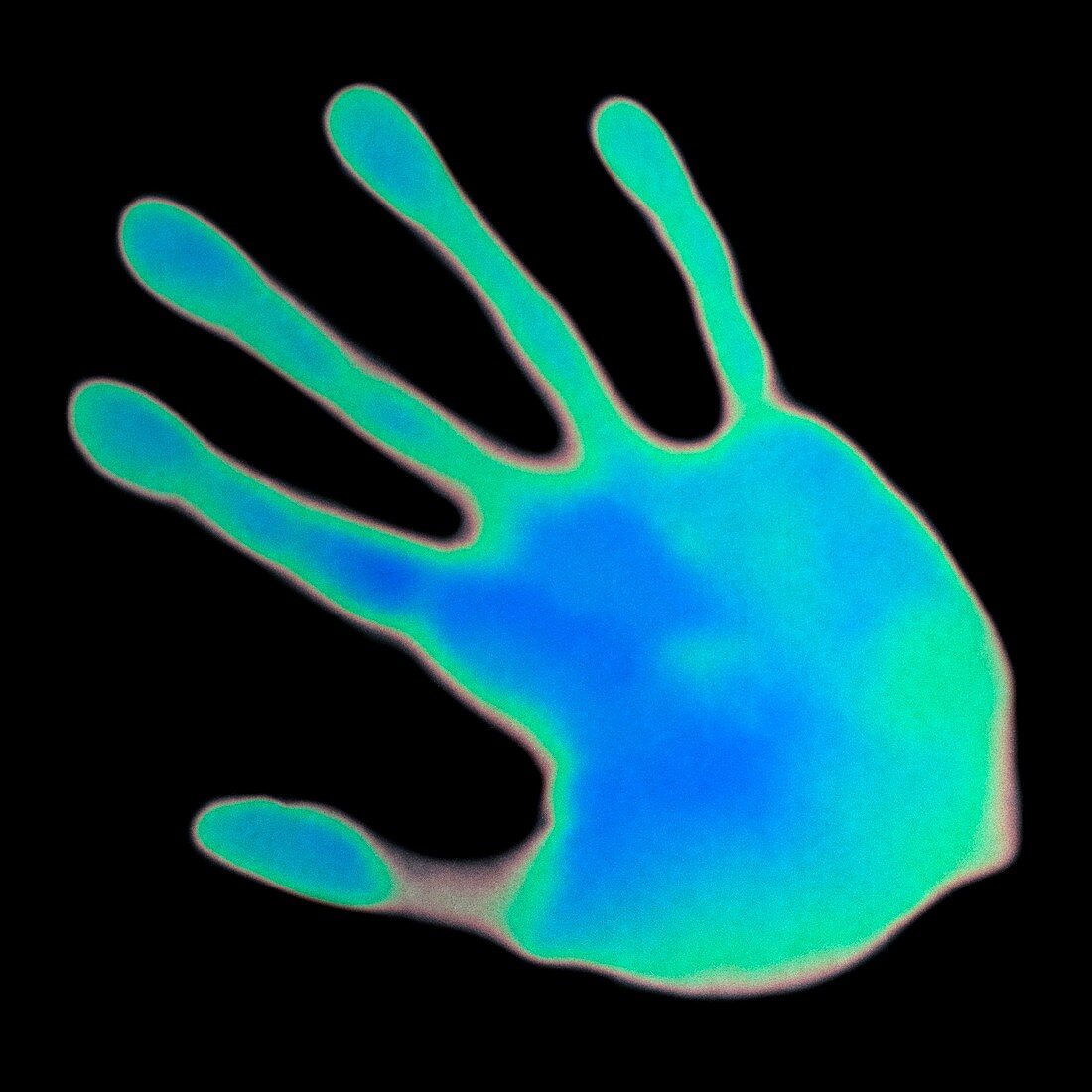 Hand print on thermochromic paper
