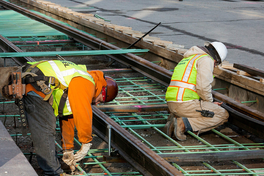 Tram line construction,Detroit,USA