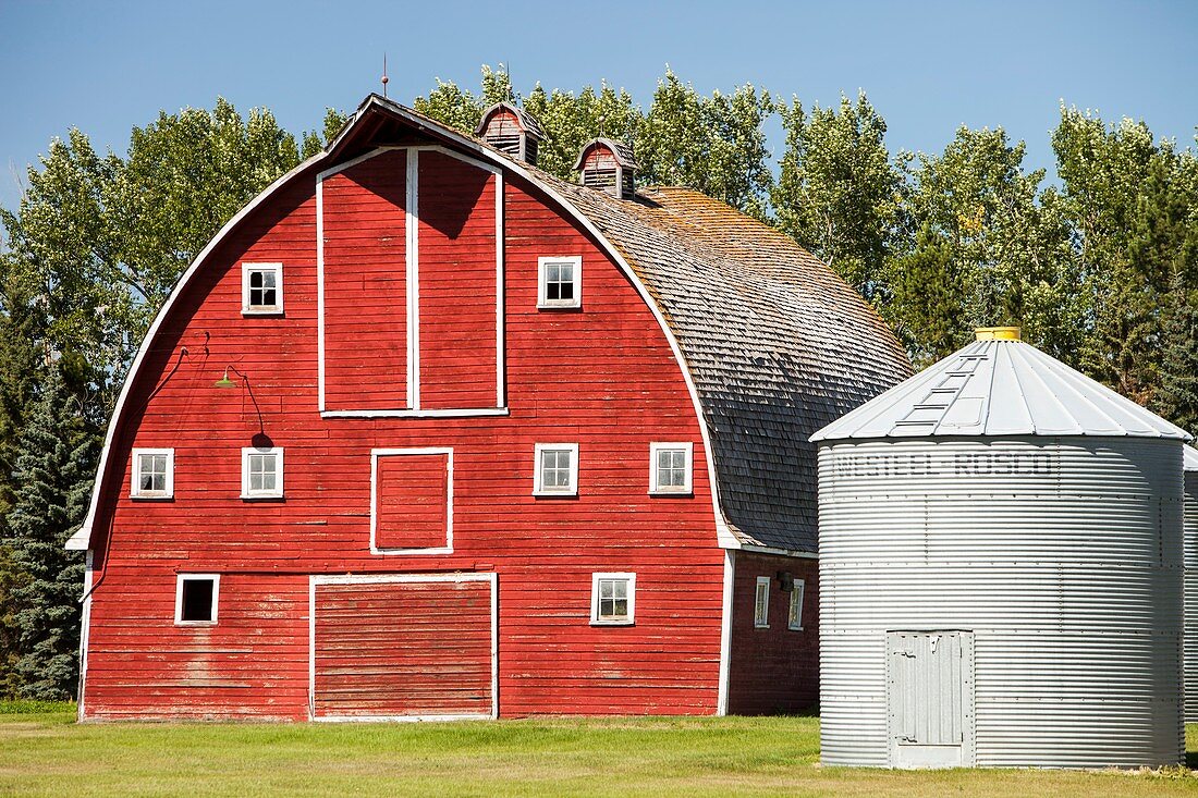 Wooden barn on a farm in Alberta,Canada