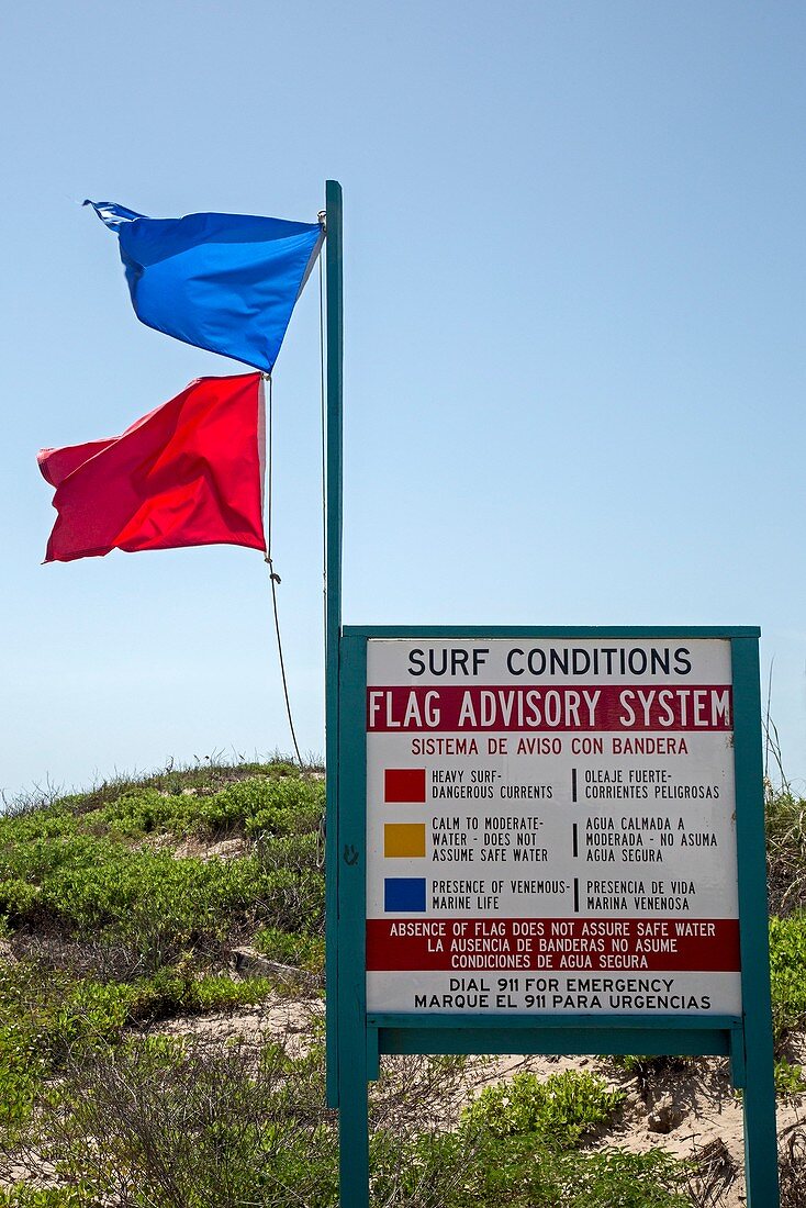 Beach warning flags,Texas