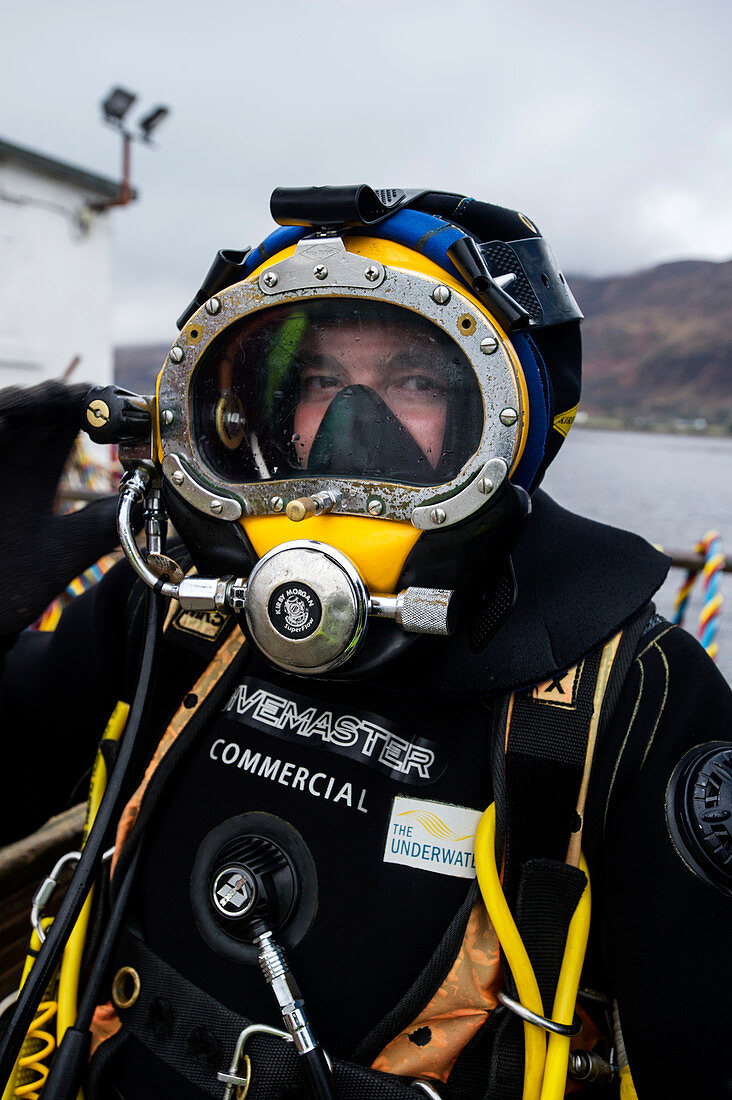 Commercial diver in diving suit