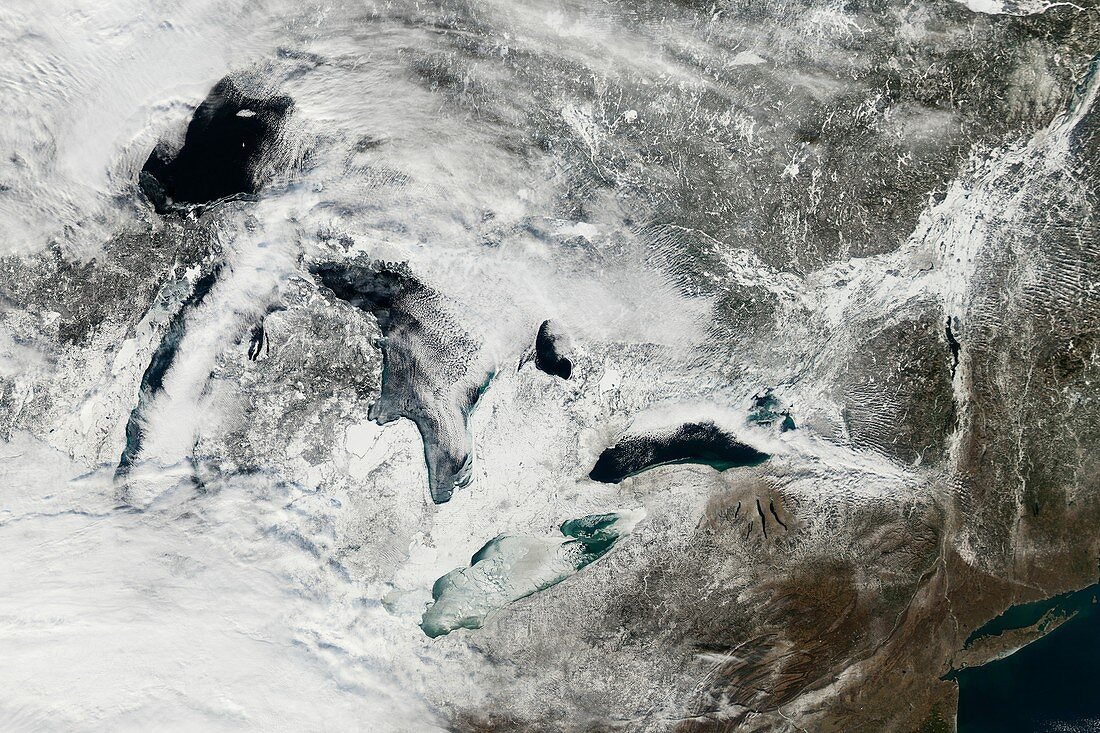 Frozen Great Lakes,2014,satellite image