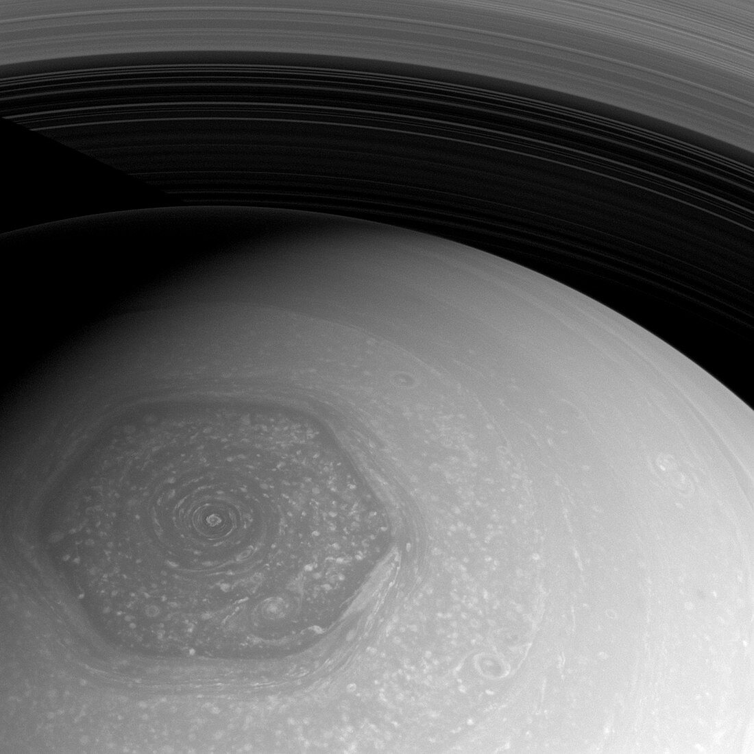 Saturn's hexagon,Cassini image