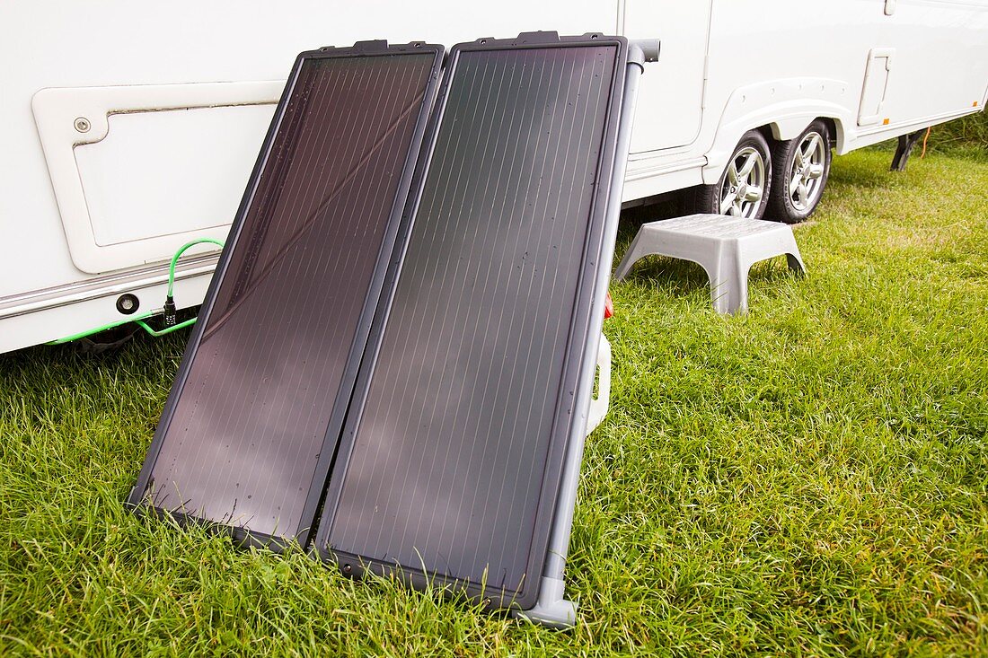 solar water heating attached to a caravan