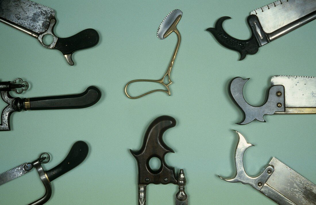 Bone saw handles,1780-1900