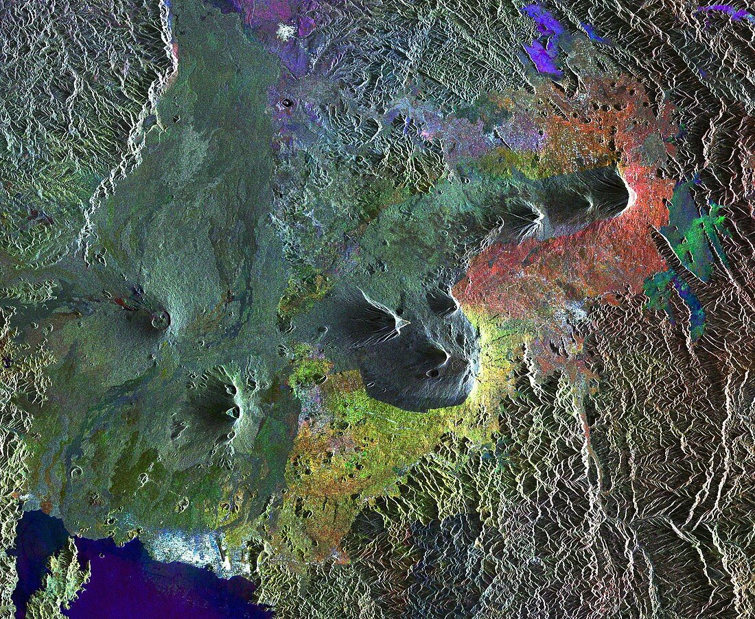 Virunga Mountains,satellite image