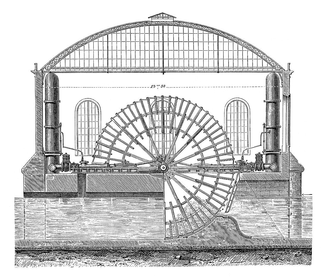 Water wheels at Marly,1850s