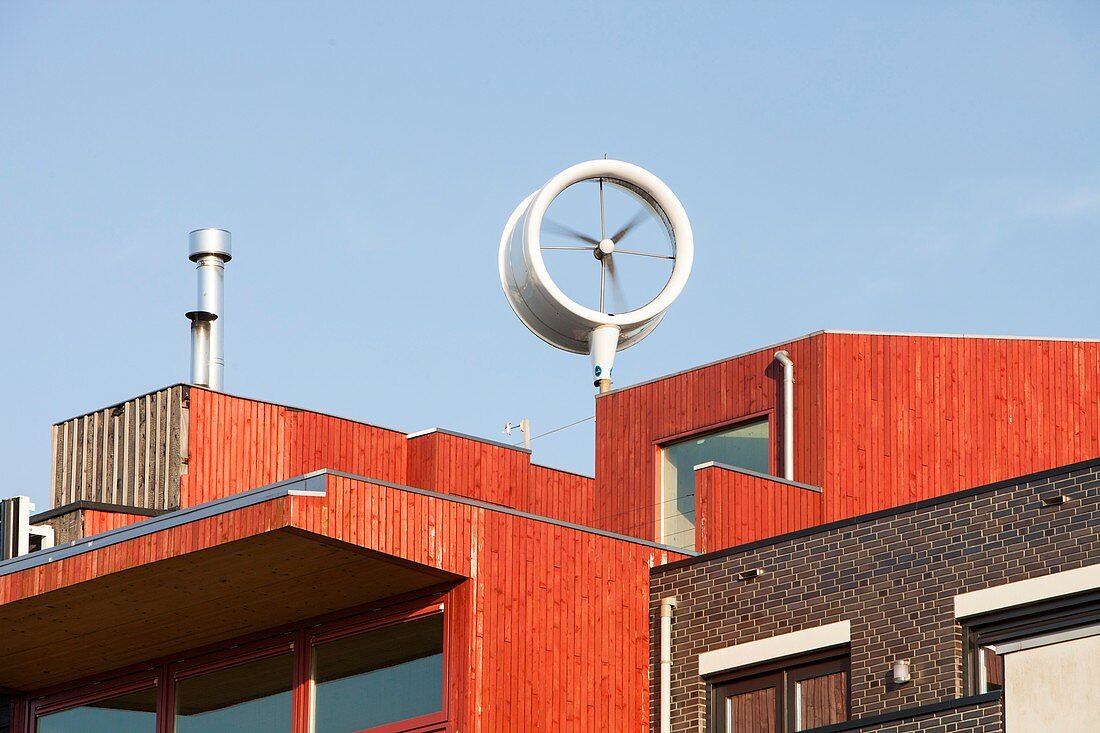 Small scale wind turbine on a house