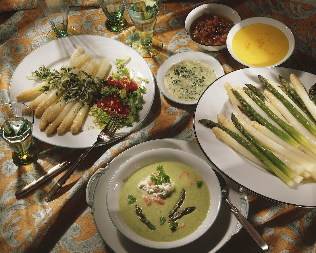 Three asparagus dishes