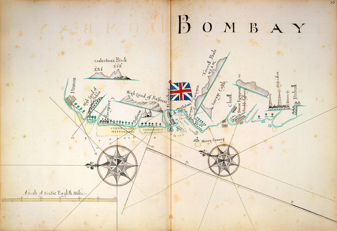 Map of Bombay coastline,17th century