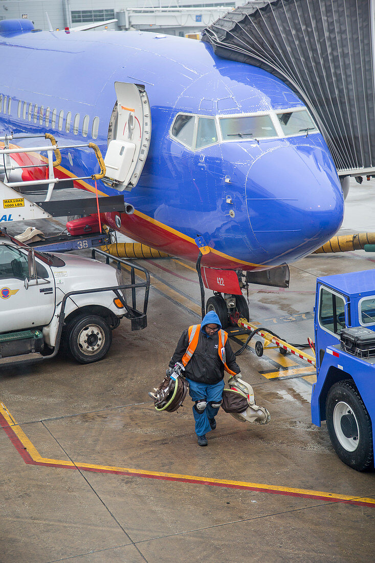 Ground crew worker at Chicago airport