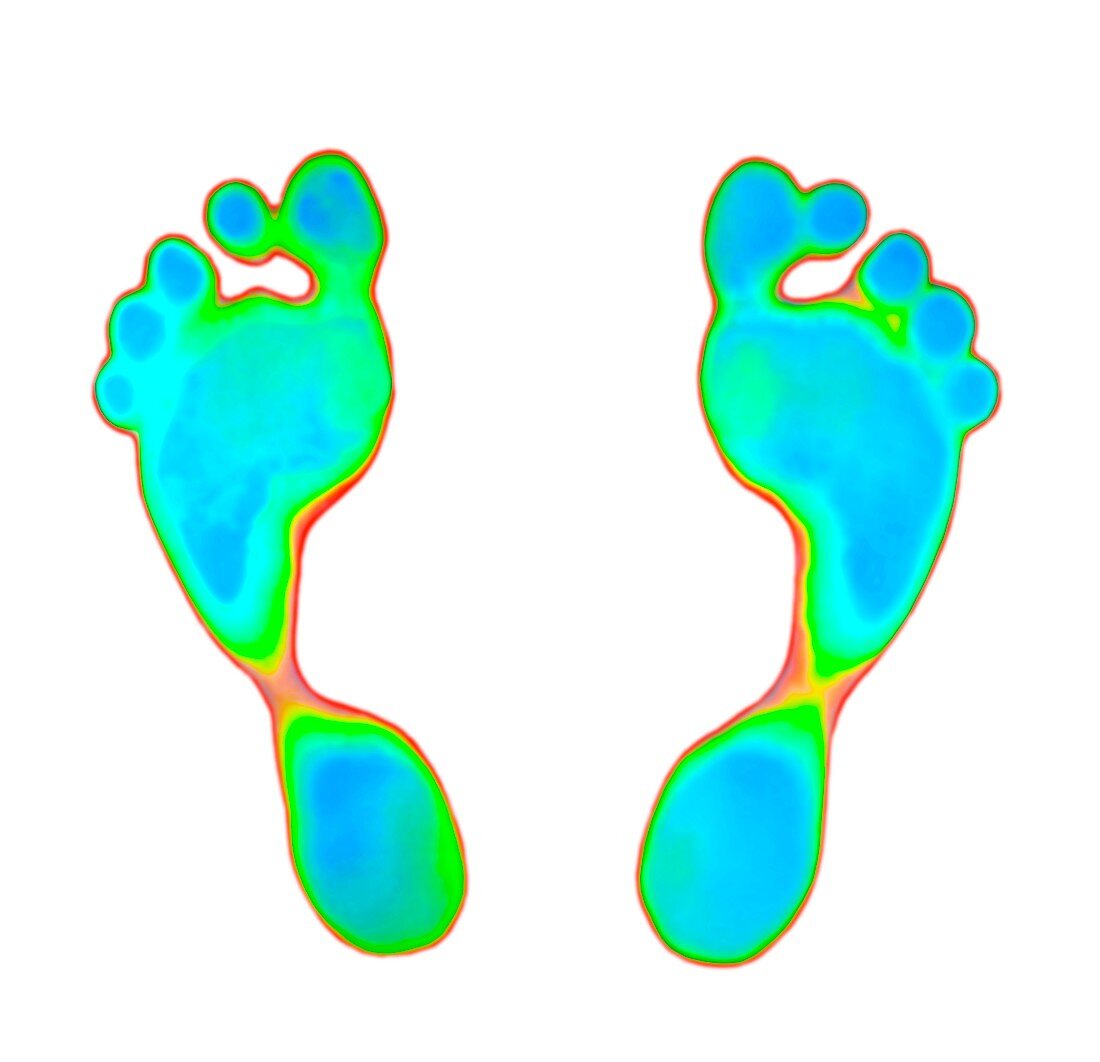 Feet prints on thermochromic film