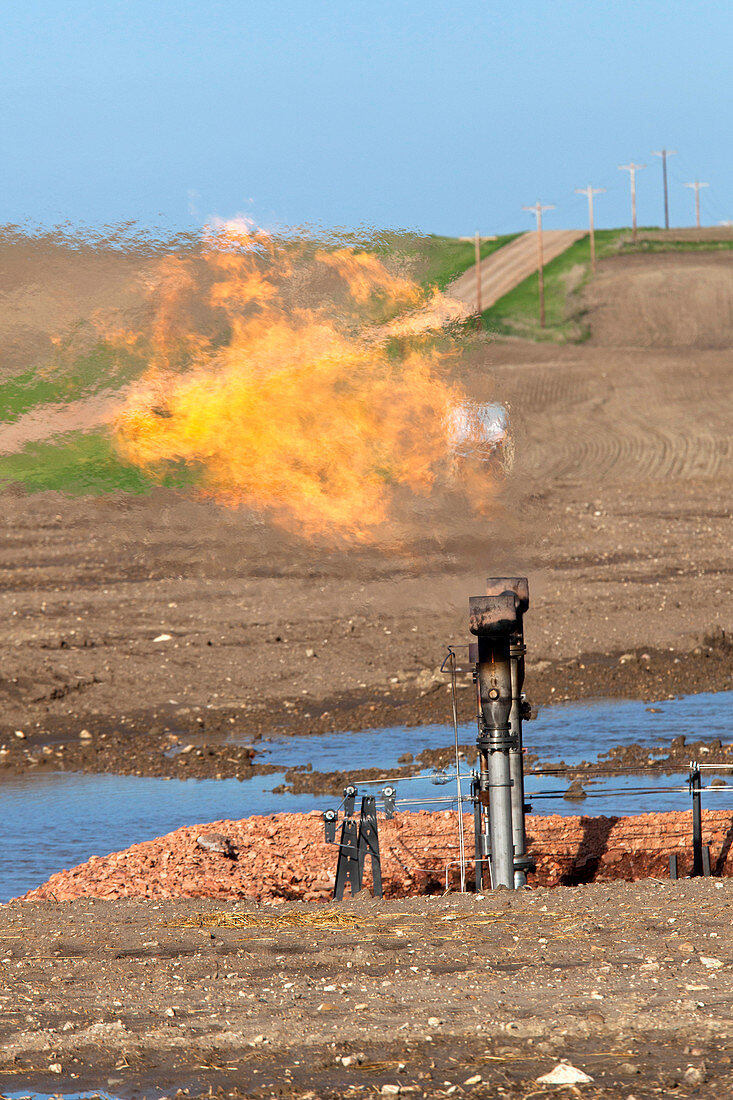 Gas flare at an oil field
