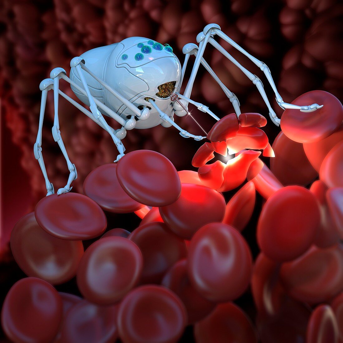 Nanobot destroying blood clot,concept