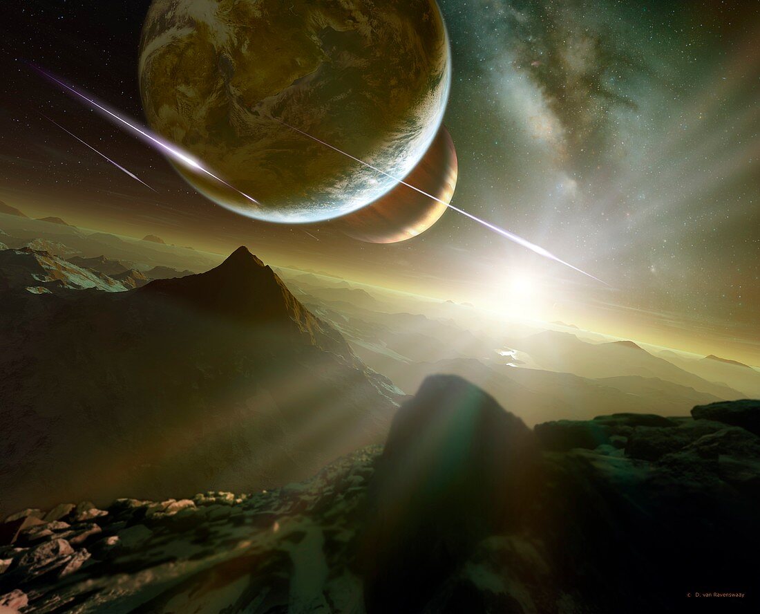 Alien planetary system,illustration