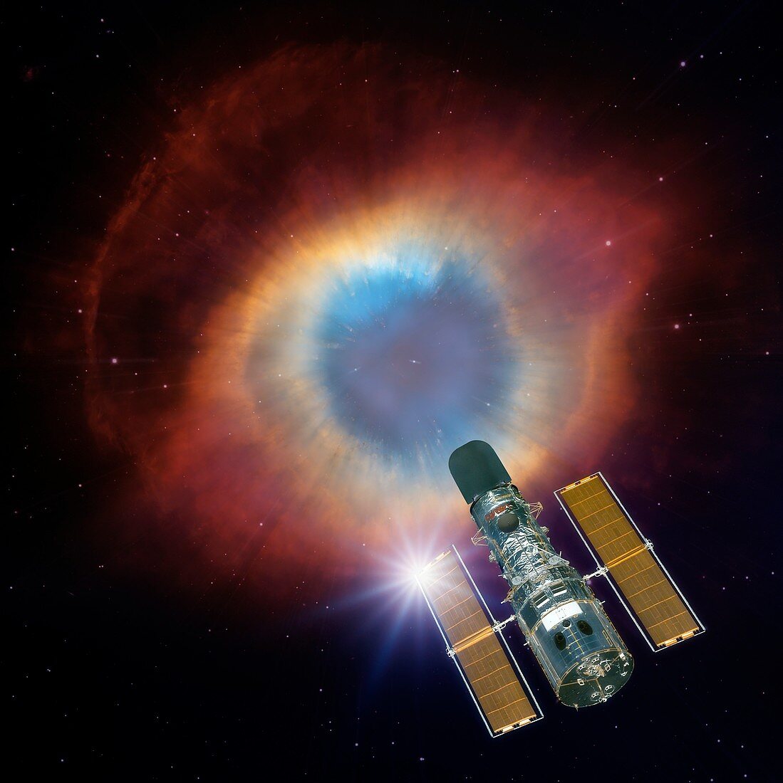 Hubble and Helix nebula,illustration