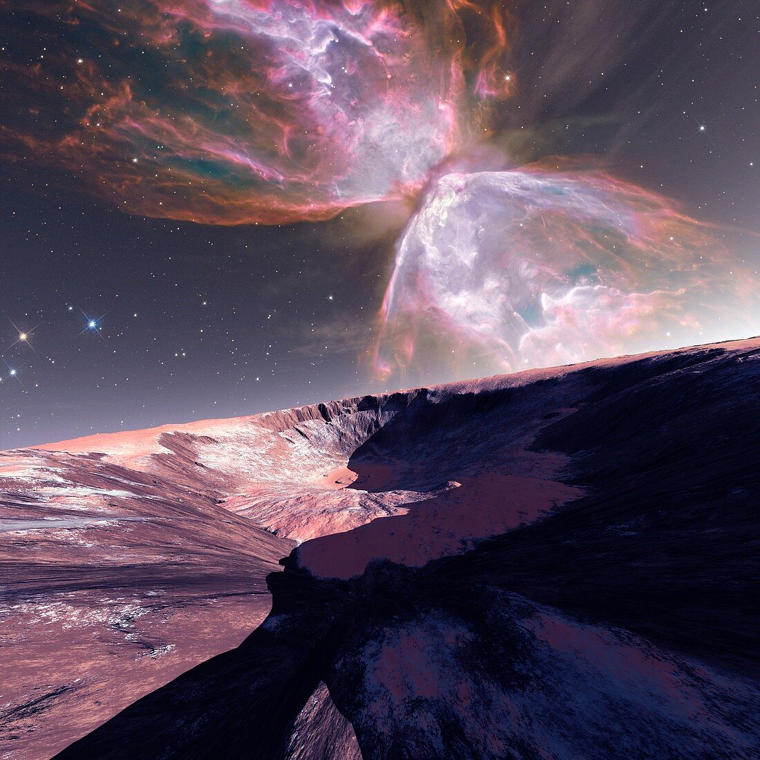 Alien planet and nebula,illustration