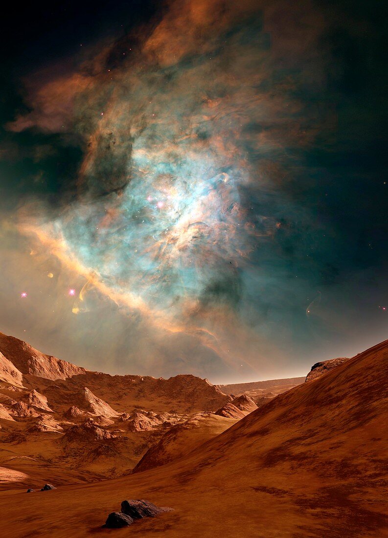 Alien planet and Orion Nebula