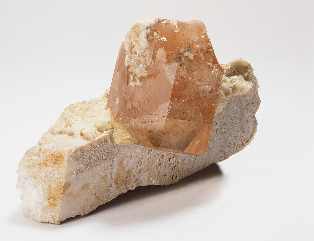 Topaz crystal in albite and microcline