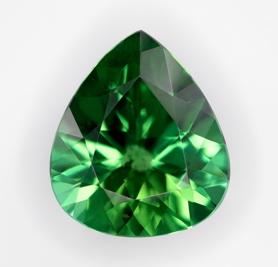 Cut green Tourmaline gemstone