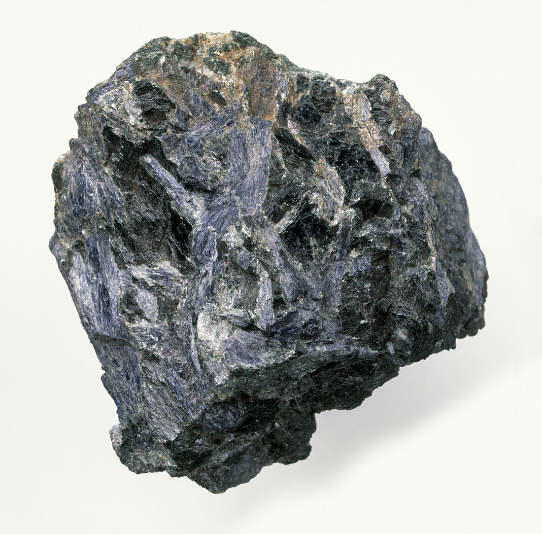 Glaucophane crystals in rock groundmass