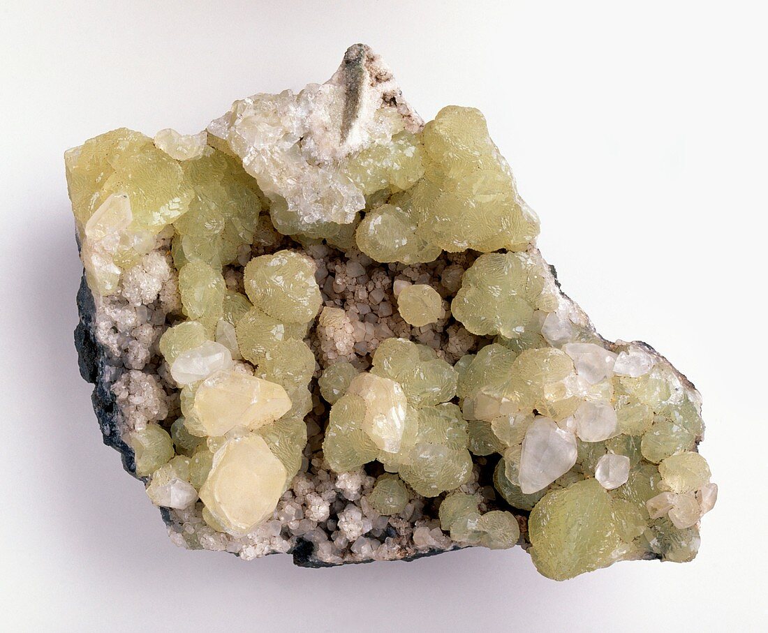Prehnite and calcite in groundmass